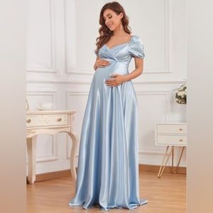 Ever Pretty Maternity Puff Sleeve Sweetheart Neck Maxi Dress